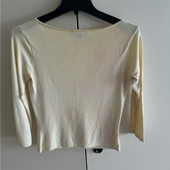 Ivory Long-Sleeve Top with Orange Accent - Picture 4 of 8
